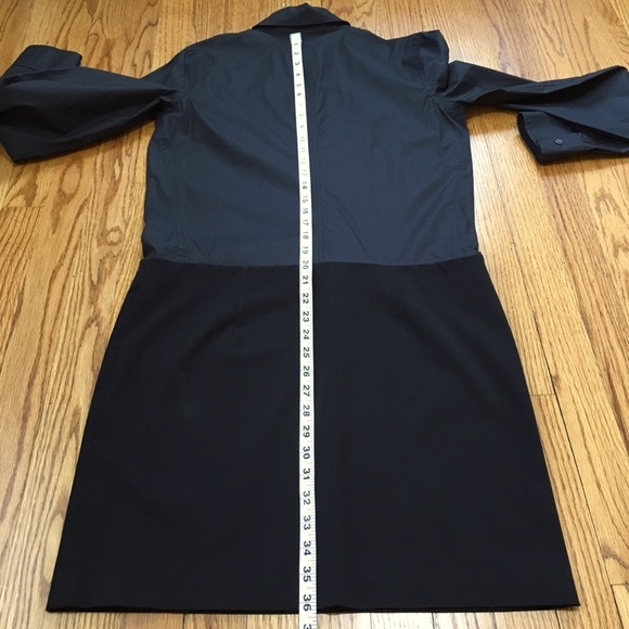 Theory black colorblock half button down long sleeve career shirt dress size 10 - Picture 12 of 16